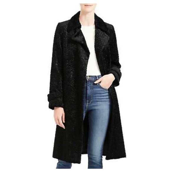 NWT Theory Relaxed Trench Coat in Faux Astrakhan - Picture 3 of 9